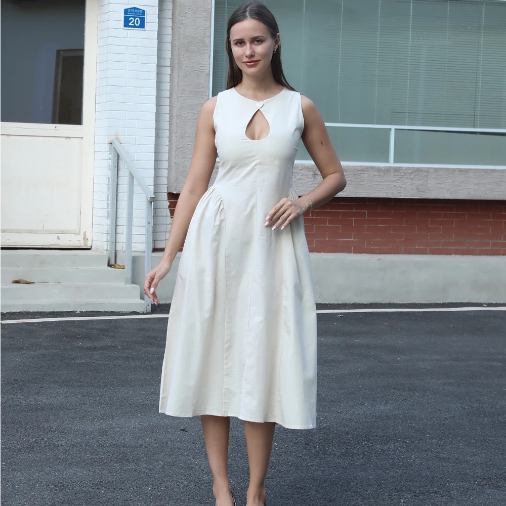 Brand new Grey linen dress w/pockets